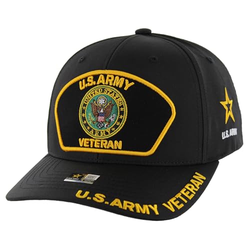 Image of US Army Veteran Hat for Men Official Licensed Military Veterans Embroidered Patch Design Army Seal Adjustable Baseball Cap