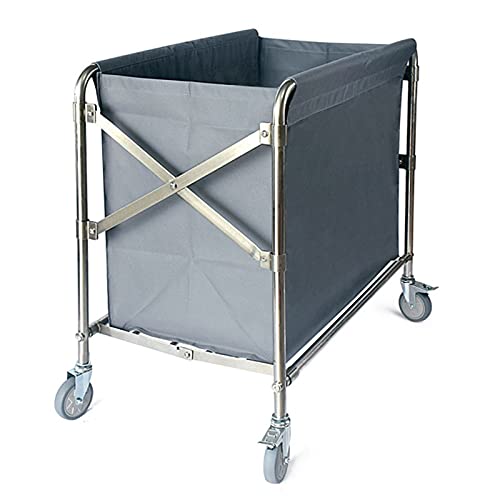 DFEDHF Utility Cart Organizer Storage Trolley Service Cart Gray Large Laundry Cart on Wheels, Commercial Hamper Sorters Carts with Oxford Bags, Folding Trolley for Hotel, Small(Small)