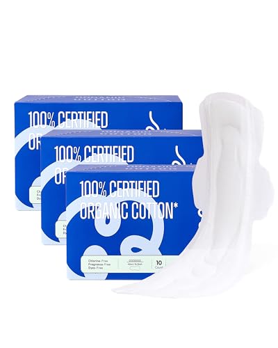 Image of RPE Life 100% GOTS Organic Cotton Overnight Pads, Size 6, 30 Count | Size 6 extra long pads with wings max absorption for overnight postpartum and heavy flow period care