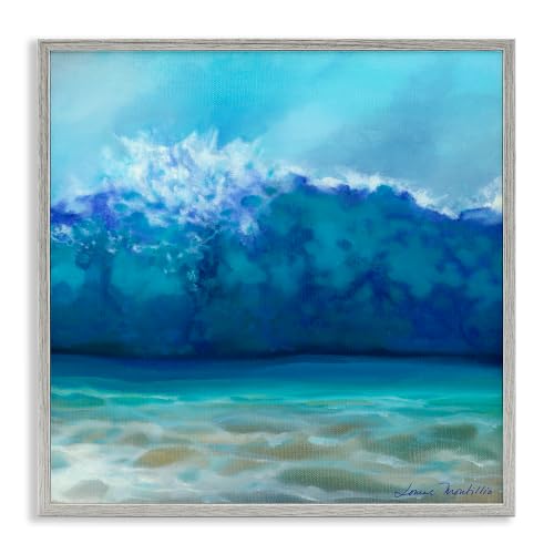 Blue Tsunami Wave Splash Coastal, 17 x 17 Inch Framed Giclée Print