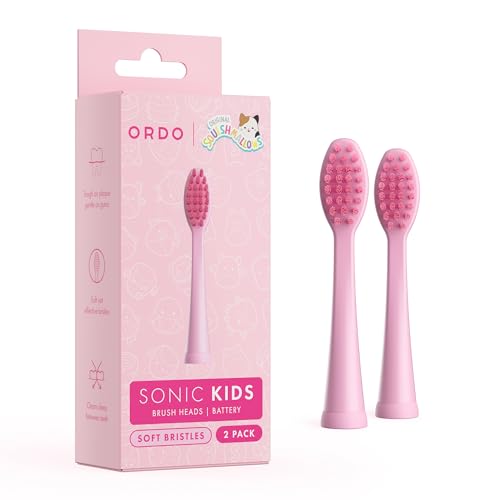 Ordo Squishmallows 2 Replacement Brush Heads for Battery Toothbrush, Soft Bristles, Gift for Kids Aged 4 Years and Up, Auggie