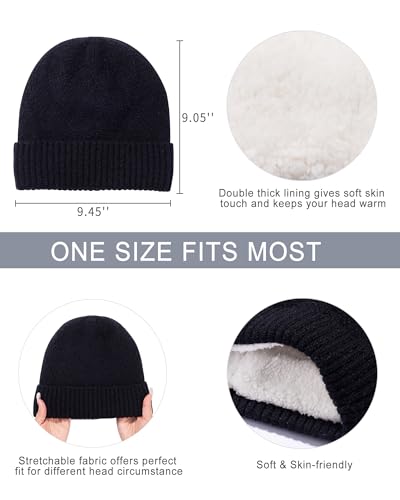 REACH STAR Womens Winter Warm Beanie Hat Touchscreen Gloves Scarf Set with Soft Fleece Lined 3 In 1 Set for Cold Weather2