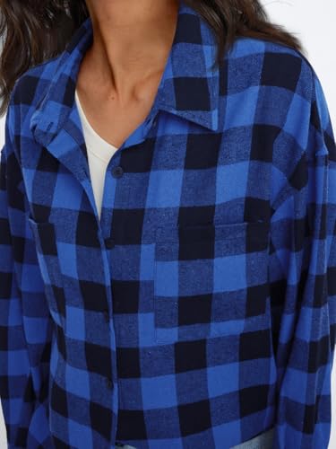 Image of Trendy Queen Women Flannel Shirts Plaid Tops Button Down Shackets | Fall Winter Jackets, Cute Tops, Long Sleeve Shirt, Button Down Casual Coats
