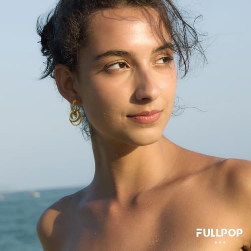 Image of Fullpop Vintage Earrings for Women, Chunky 14K Gold Plated Resin Hoop Earrings Lightweight Hollow Drop Earrings Hypoallergenic Earrings for Women Vintage Anthropologie Jewelry Gifts for Women