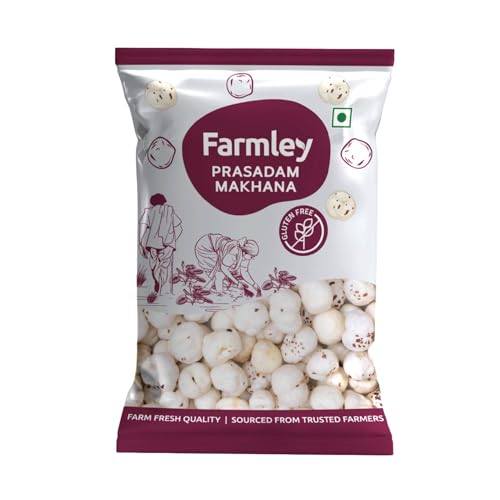 Image of Farmley Uncooked Phool Makhana Gluten Free | Raw Foxnuts, Popped Lotus Seed, 100% Natural & Crunchy, High Protein Nutritious Snack | Yoga & Ayurvedic Diet - 200 g (7oz) (200)