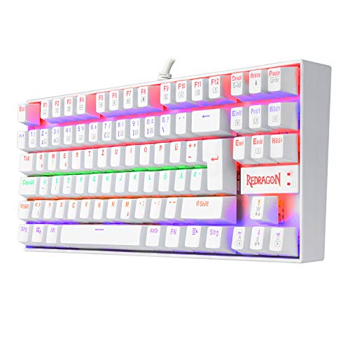 Redragon K552 Mechanische Gaming Tastatur 60% Mini TKL Keyboard mit Rote Schalter 87 Tasten für PC Gaming (Rainbow Beleuchtet - DE QWERTZ)