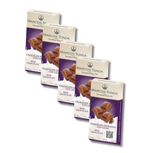 Chocolates Marcos Tonda – Chocolate Con Leche Y Almendras Gourmet X5 | Chocolate Con Almendras 100g X5 | Chocolate Gourmet | Chocolate Con Almendras Extrafino| Desde 1793