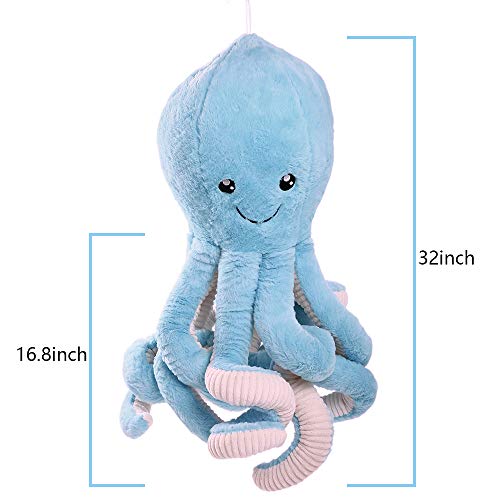 Octopus Pelúcia Kawaii ViviCare Grande 60 Cm (Azul)