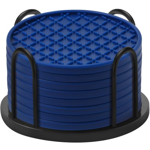 Silicone Coasters Set of 8 with Holder