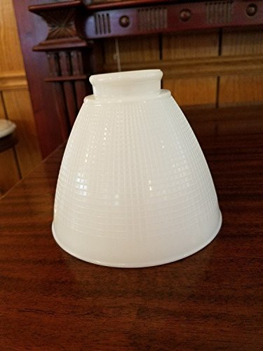 B&P Lamp 6 Inch Top Diameter I.E.S Style White Opal Glass Reflector Shade with Waffle Pattern Glass - Perfect Replacement for Antique Style Floor Lamps - Thumbnail 3