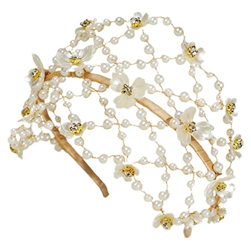 WRITWAA Accesorios para el cabello tocado de boda tocado floral de perlas de novia accesorios para el cabello de novia diadema para mujer cintas para la cabeza de las mujeres aleación