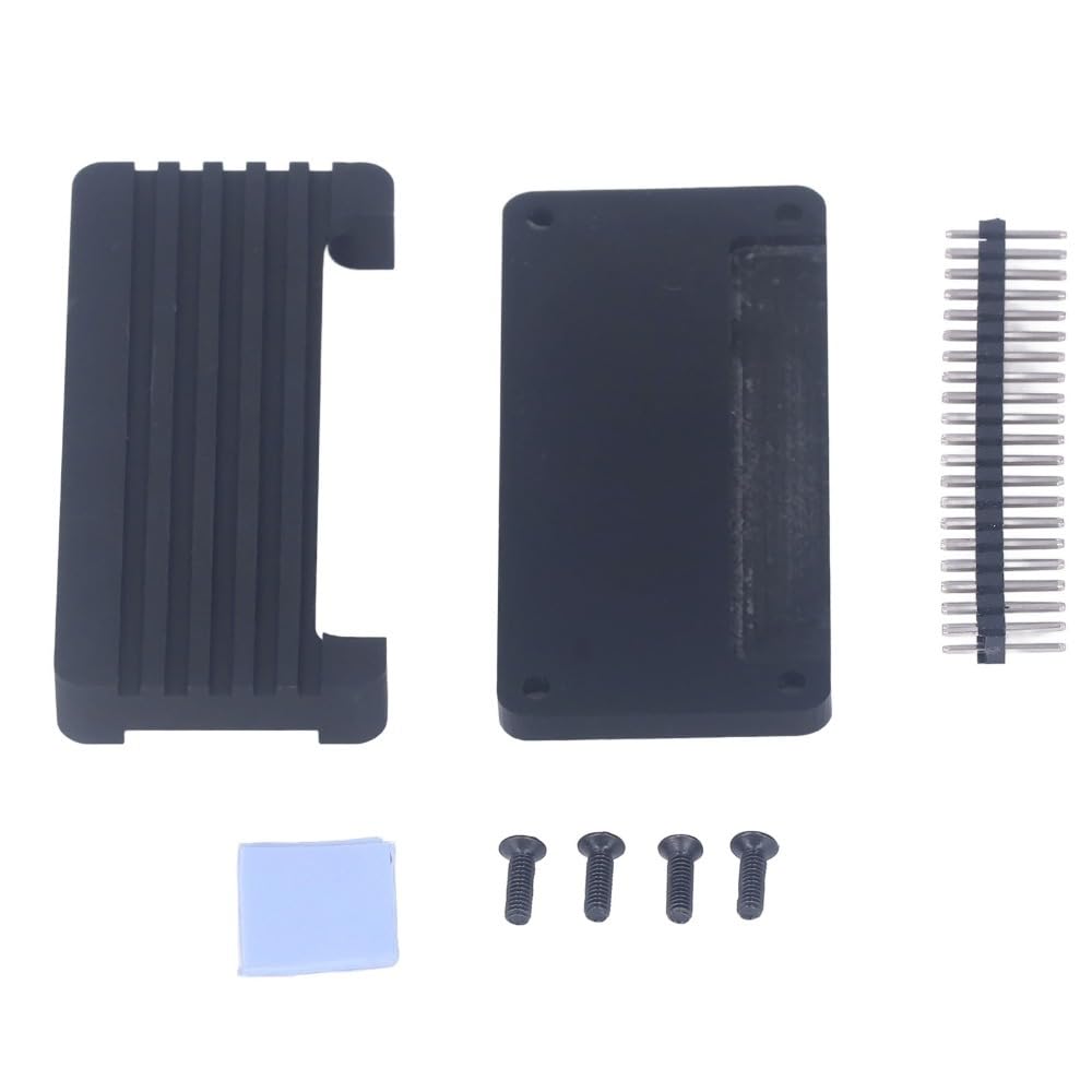 Chiffonade Aluminum Alloy Cooling Case for Raspberry Pi Zero 2W – Passive Heat Dissipation Enclosure with Acrylic Base and Pin Headers