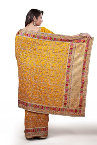Ritual Styles - EXPRESS YOUR SELF mustard kashmiri silk saree – image 5