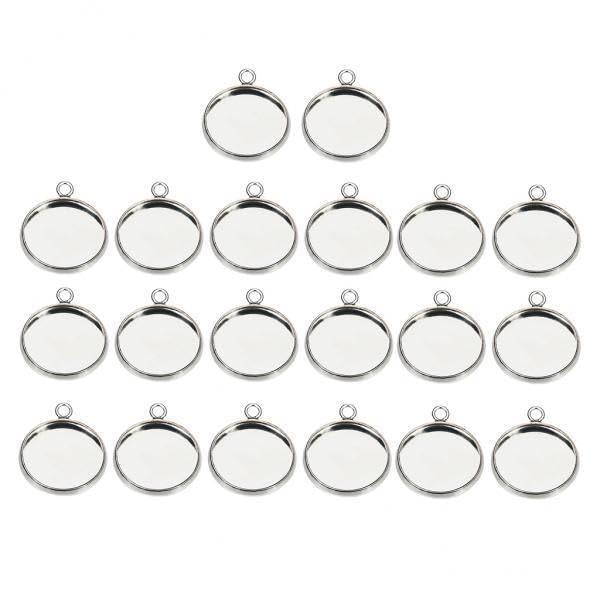 BNF® 3x20Pc 10mm Silver Round Pendant Blank Cabochon Base Setting Trays DIY Jewelry-image-28
