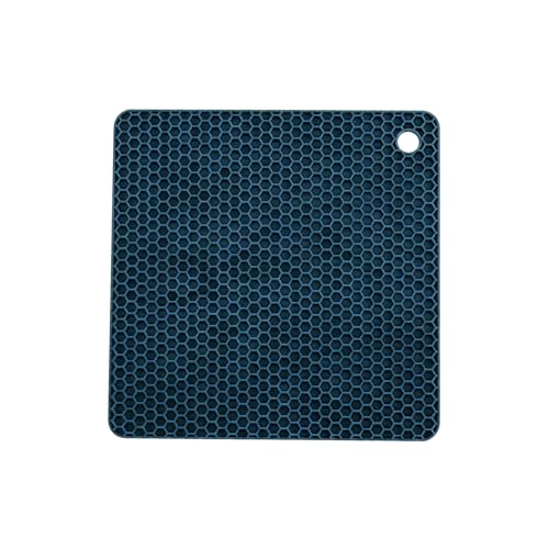 Image of Silicone Trivet Mats,Heat Resistant Pot Holders, Multipurpose Non-Slip Hot Pads for Kitchen Potholders, Hot Dishers, Jar Opener, Spoon Holder, Food Grade Silicone(Blue Size Square 7.1''x7.1'')