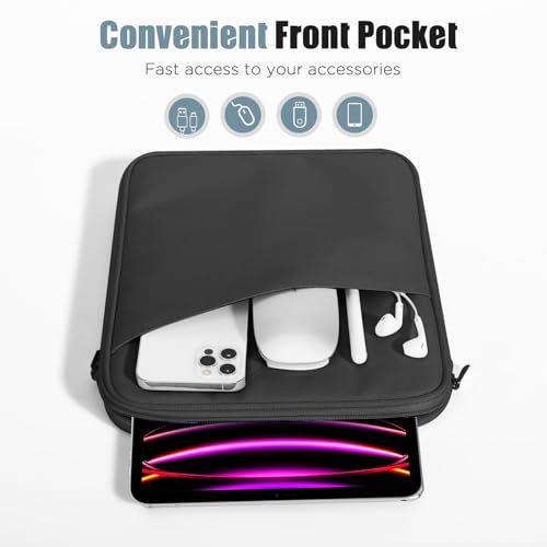 Image of TiMOVO 13 Inch Tablet Sleeve with Pocket, Black | For iPad Air 13 inch M3 2025, iPad Pro 13 inch /12.9 inch, Galaxy Tab S9 /S10 Plus /S9 FE+ 12.4 inch, Remarkable Paper Pro 11.8 inch