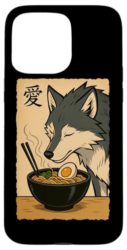 Funny Wolf Ramen Graphic Tee Arte japonés Kawaii Anime Wolf Carcasa para iPhone 15 Pro Max