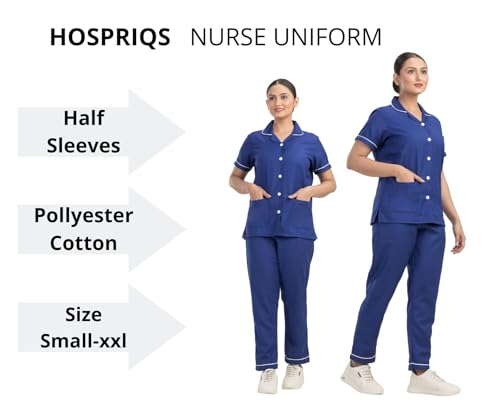 Image of Unisex Nurse Uniform With Normal Length Half Sleeves Top With 2 Pockets Regular Fit Pant Two Side Pockets - Ideals for Hospital Staff /Clinics /Nanny Uniforms |