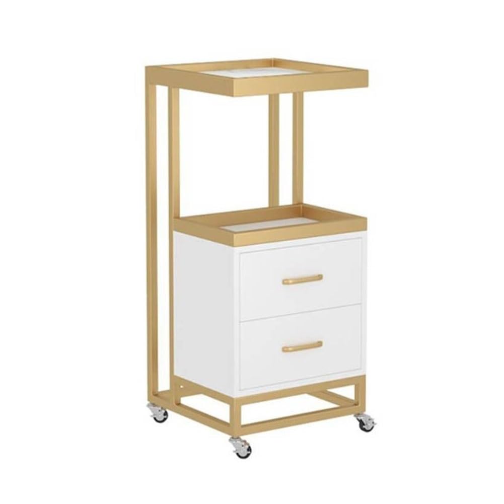 JKJZSALJ Beauty Salon Storage Cabinet Metal Utility Cart Rolling Trolley Organizer Cart With Wheels For Hair Stylist Hair Cart Mobile Storage Cabinet,G,37x37x85cm