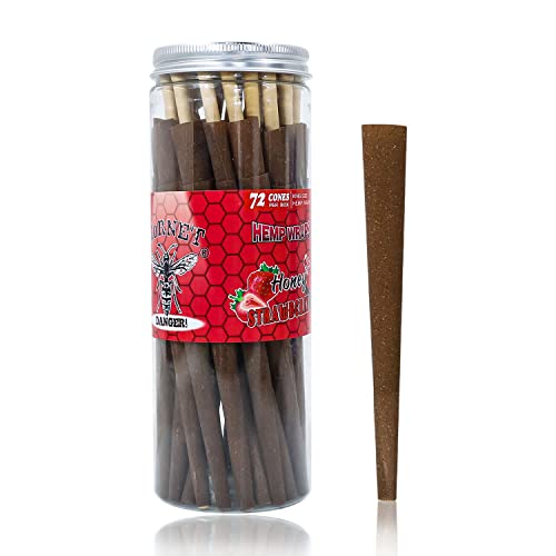 HORNET Strawberry Flavored Pre Rolled Cones 72 PCs of Herbaceous Fibers King Size (110mm)