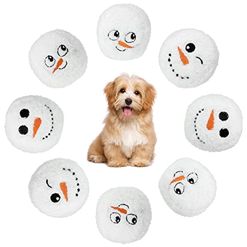 8 Pieces Pet Plush Beach Ball Dog Toy Beach Indoor Ball Plush Stuffed Dog Toy for Pets Indoor Outdoor Games (Snowman)