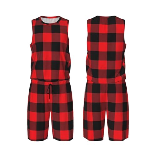 Maillot de basket-ball pour homme en motif Buffalo Check avec short de sport assorti