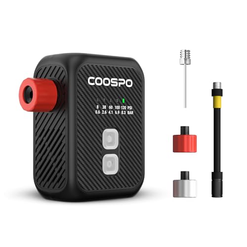 CooSpo Mini Pompa Elettrica per Bicicletta, max 120 PSI, diverse impostazioni predefinite disponibili, pompa ad aria con...