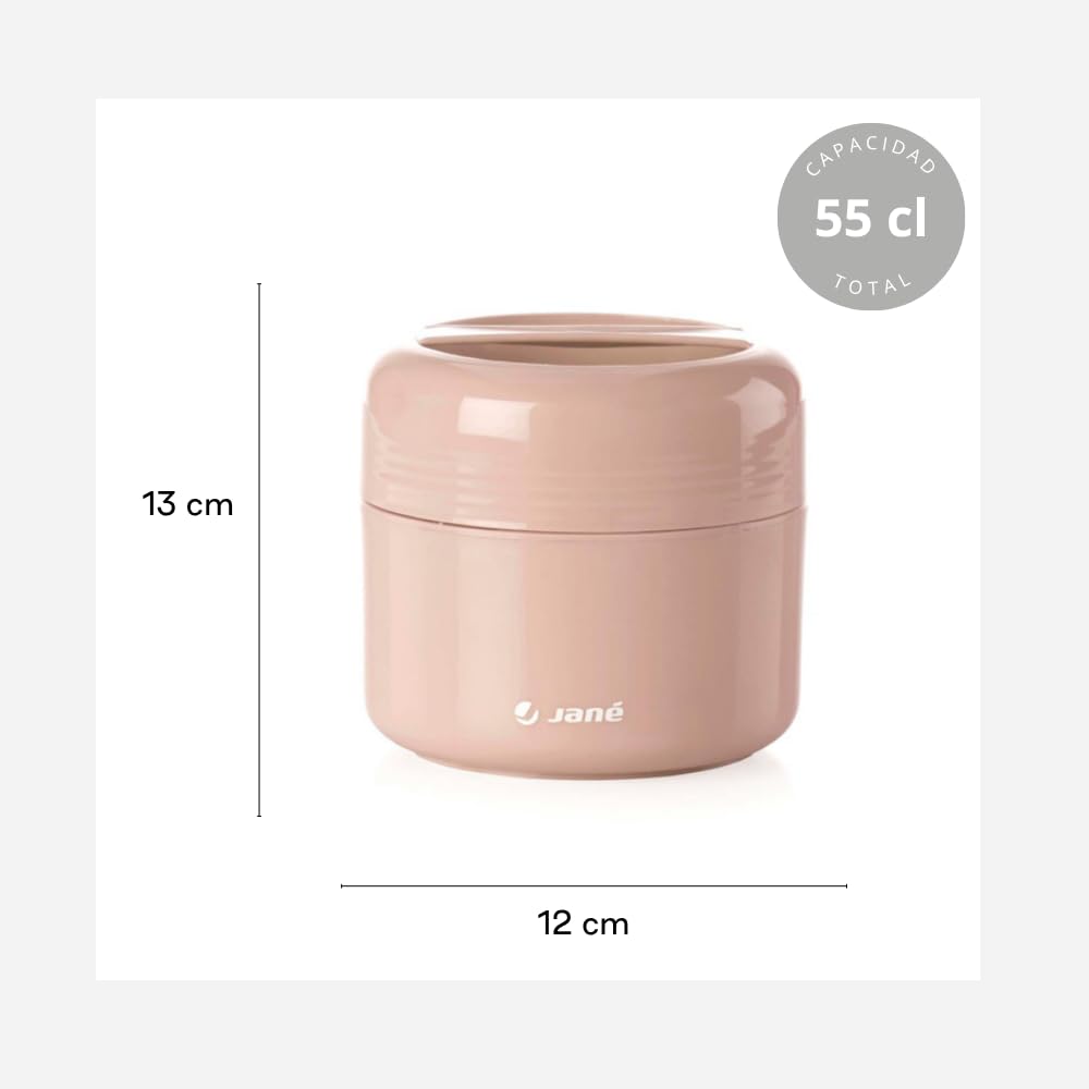 Jané Termos Bambini 550 ml Mantiene Caldo Freddo 4h Microonde Congelatore Senza BPA Rosa