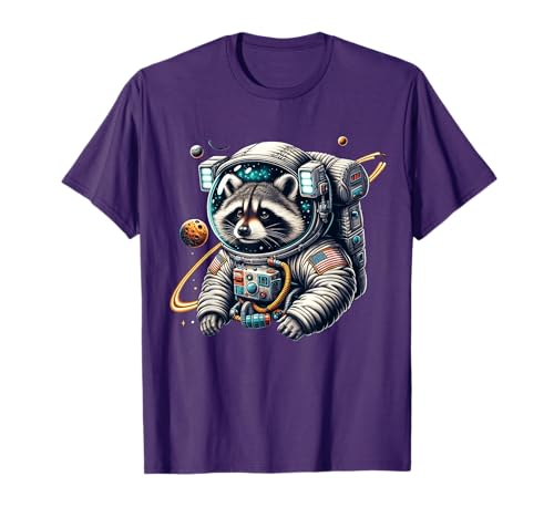 Raccoon Astronaut Floating in space Stars Planets...