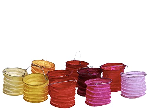 kadoh Papier-Lampions (10 St.) • Lichtertüten in Rot & Orange • Partydeko für Hochzeit, Halloween, Fasching • Größe S