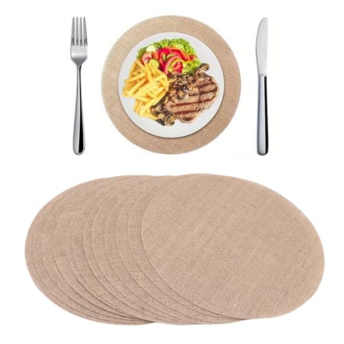 Yechiry 13 Stück Tischsets aus Jute 30 cm Hitzebeständig Rund Rustikale Jute Tischsets Esstischdeko Gewebte Boho für Landhochzeiten Bauernhaus Treffen Picknicks im Freien