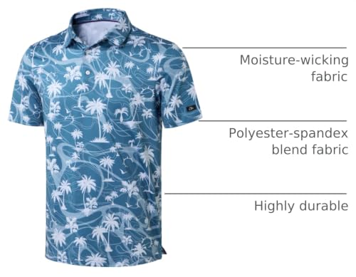 Image of Obla Mens Golf Polo Shirts Short Sleeve Dry Fit Performance Moisture Wicking Casual Print Collared Golf Shirts for Men