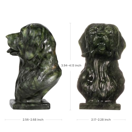 Nupuyai 4" Green Jade Crystal Stone Dog Statue - Image 2