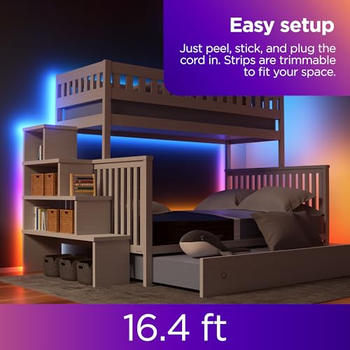 Image of Roku Smart LED Light Strip+, 16.4ft - Color Options with Adjustable Brightness & Temperature - Peel & Stick WiFi Smart Strip Lights Works with Roku Voice, Alexa & Google Assistant - Smart Home Product
