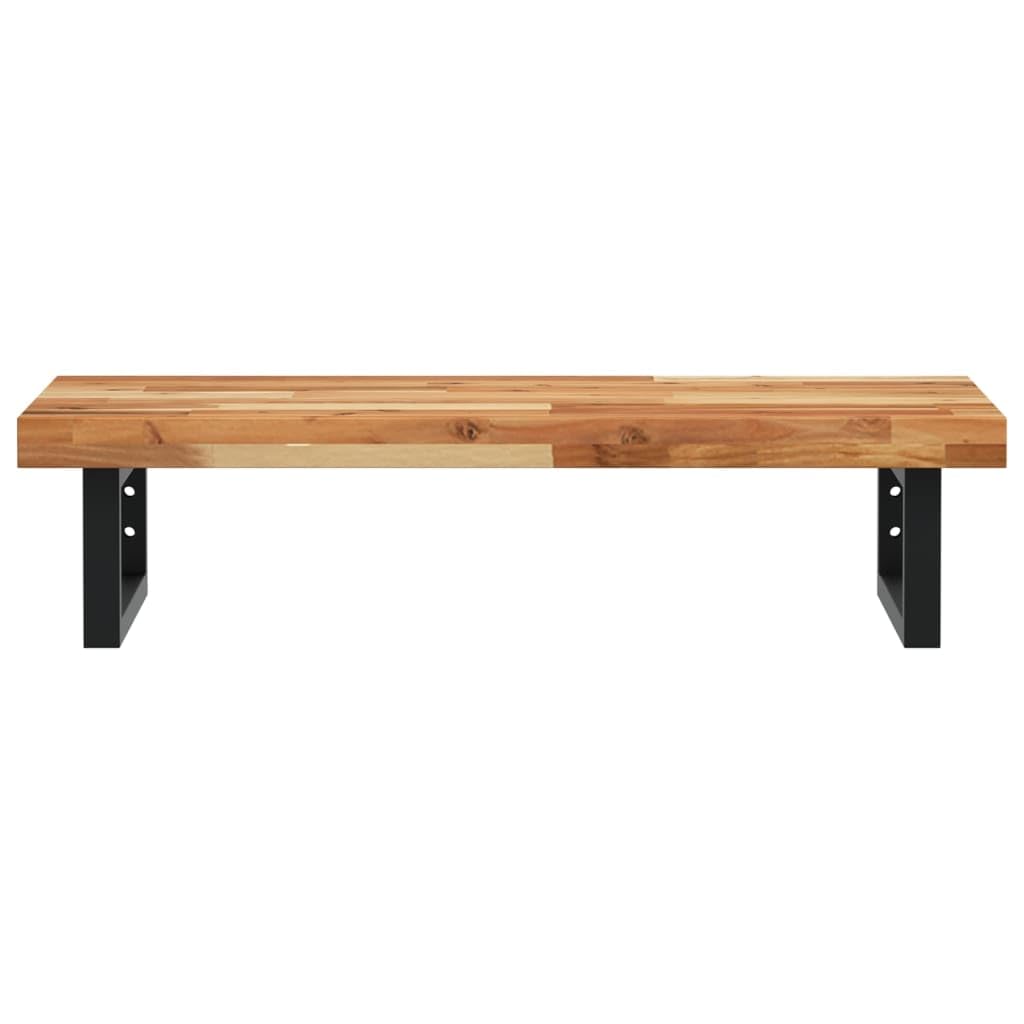 Estantería para lavabo, montaje en pared, acero, madera de acacia | Flotante, forma trapezoidal, ahorro de espacio, madera maciza, para baño