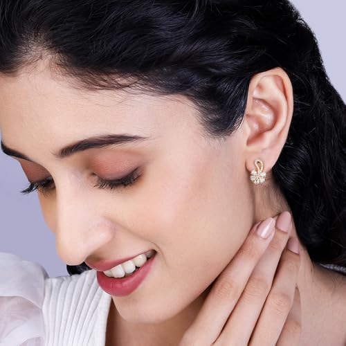 Image of GIVA 925 Silver Golden White Floral Damsel Earrings| Drops to Gift Women & Girls | With Certificate of Authenticity and 925 Stamp | 6 Months Warranty