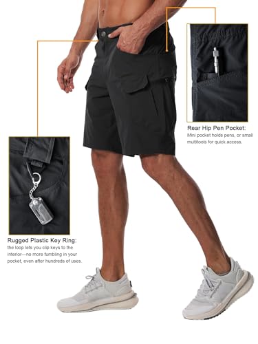 AUTIWITUA Men's Hiking Cargo Shorts Quick Dry 9" Lightweight Tactical Work Shorts with Pockets(No Belt)2