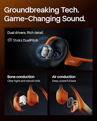 Image of SHOKZ New OpenRun Pro 2- Bone Conduction Headphones, Open-Ear Bluetooth Wireless Sport Earphones for Running, Workouts - Sweat Resistant, Secure Comfortable Fit -Deep Bass, Smart Mic, Reflective Strip