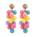 Pingyongchang Birthday Candy Earrings for Women Acrylic Dangle Earrings Colorful acrylic Dangle Earrings for women beaded Valentine Earrings-Colorful