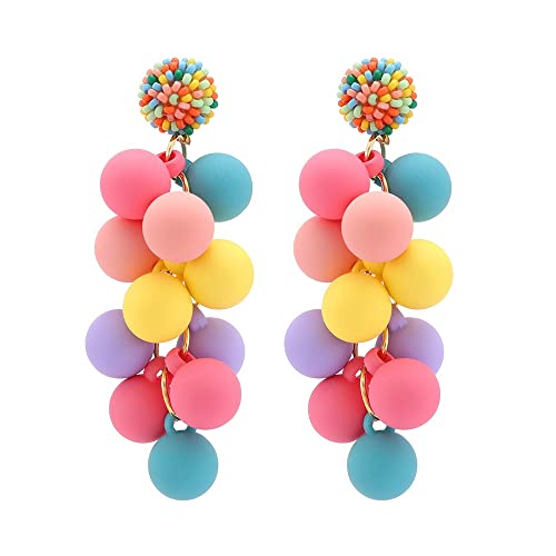 Pingyongchang Birthday Candy Earrings for Women Acrylic Dangle Earrings Colorful Beaded Earrings for Women Christmas Valentine Birthday Earrings