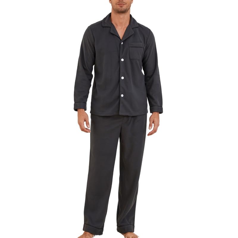 U2SKIIN Mens Button Down Pajamas Set Soft Classic Lapel Sleepwear Long Sleeve Flannel Top & Pants Set