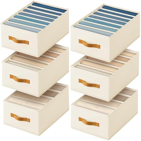 Homsorout Clothes Organizers and Storage - 4/5/7 Grids Fabric Jea...