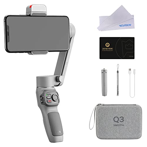 Zhi Yun Smooth Q3 Combo 3-Axis Handheld Gimbal Stabilizer With Carry Bag For Smartphone Foldable Phone Gimbal Light Auto Inception Dolly-Zoom Time-Lapse Compatible With Iphone 14 13 Pro Max Android #TOP22