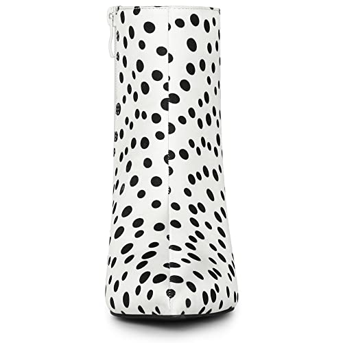 Allegra K Women's Polka Dots Pointed Toe Stiletto Heel Satin Ankle Boots3