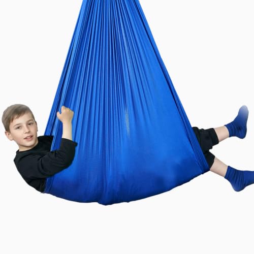 Image of Sensory Swing for Kids & Adults, Therapy Joy Swing for Autism, ADHD, SPD, Snuggle Swing Holds up to 300lbs has a Calming Effect on Children with Sensory Needs (Blue, only Fabric)