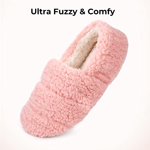 Hometop Womens Comfy Slippers Soft Sherpa Lining Closed Back Non Slip Tpr Sole Indoor Outdoor(9-10, Pink) #TOP3