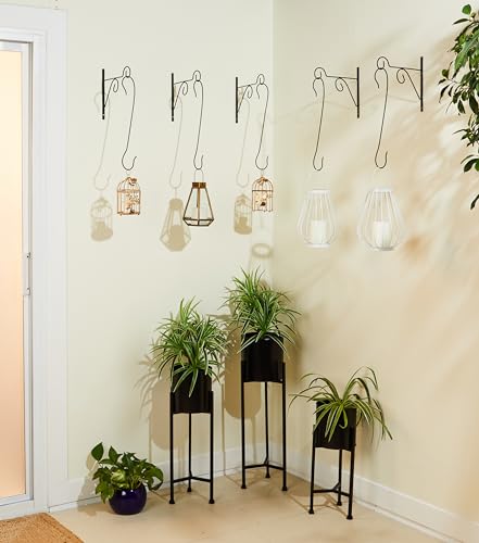 Image of Amazon Brand - Solimo Iron Extension Large S Hooks for Hanging Plant Basket /Lanterns /Outdoor Bird Feeder House /Pots & Pans | Metal Hooks for Home /Patio Decor (Black, Set of 5)