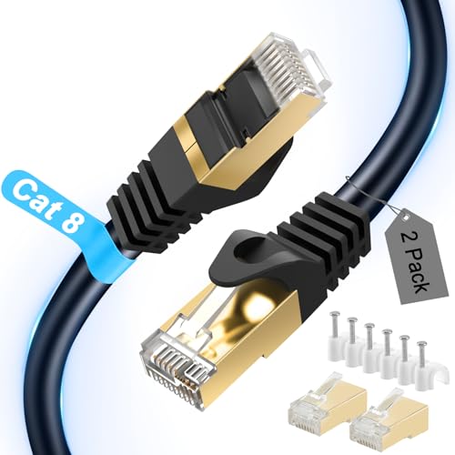 Cable Ethernet Cat 8 6 ft (2 unidades) con conector RJ45 miniatura 1