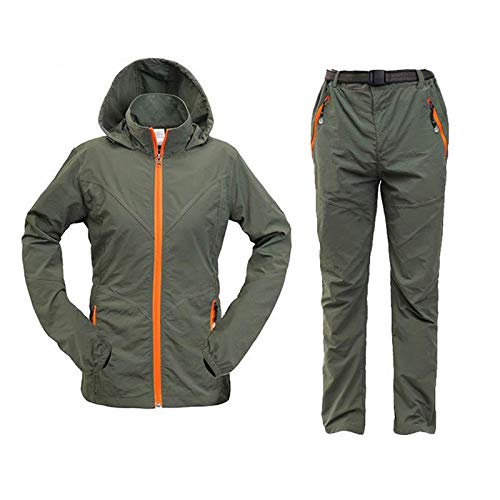 Mdsgfc Estate Autunno All'Aperto Sport Escursionismo Campeggio Pesca Set Ciclismo Giacca Pantaloni Donna Caccia Protezione Solare Tuta, Uomo, Set verde militare, L