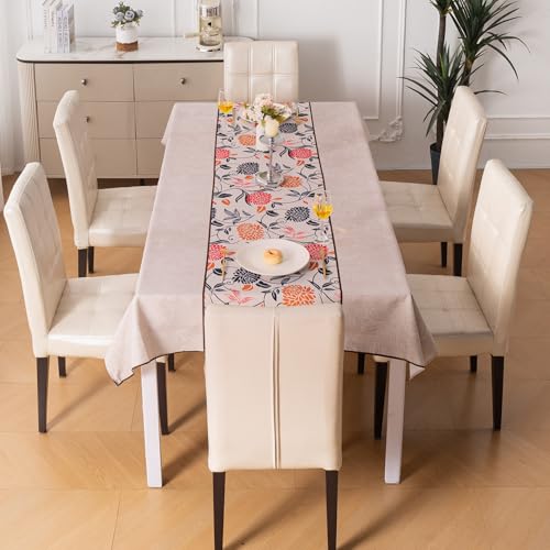 Image of HOKIPO Modern Grace Table Cloth for 6 Seater, 55x86 in, Rose Meadow